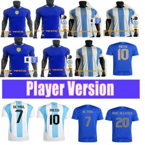 Argentinas Klasyczna popularna wersja gracza X-xxl Rozmiar mesis domek na bok piłkarski koszulki 2024 2025 J.Aarez di Maria Dybala Martinez Allister Maradona Men Football Shirt
