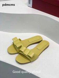 Slippers Slippers Womens summer bow slider flat suspender casual sandals jacket comfortable 34-40 H240327