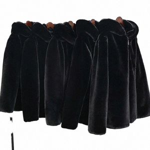 Autunno Inverno Uomo Cappotto in pelliccia sintetica Nera Pelliccia finta Pelliccia di visone Giacca oversize Uomo Peluche soffice Giacca a vento con cappuccio Zip Up Top Cappotto H2Sj #