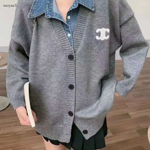 Autumn and Winter New Small Fragrance Atmosphere High Short Knit Cardigan Women's Contrast Single-breasted Sweater Coat