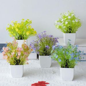 Decorative Flowers Artificial Plants Bonsai Small Flower Pot Fake Plant Potted Ornaments For Home Room Table Decoration El Garden Decor