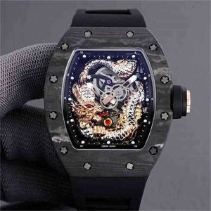 RichasMiers Uhr Ys Top Clone Factory Uhr Kohlefaser Automatikuhr Datum Luxus Armbanduhr Weinfass Rm57-03 Serie Carbon HerrenF7TJ