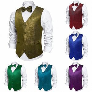 Çat Tie ile Sequin Yelek Altın Kırmızı Mavi Parlak Düğün Balo Silm Uygun Takım Takım Smokin takım elbise Glitter Sleevel Ceket Z2MV#