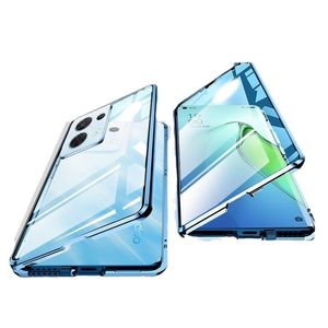 Magnetico per Xiaomi 14 Ultra 13T Redmi Note 13 Poco M6 Pro X6 Custodia in metallo con struttura in vetro Pellicola in alluminio 360 Protezione copertura completa