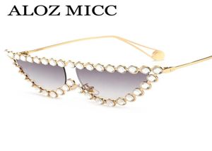 Aloz Micc Luxury Diamond Crystal Women Sunglasses 2018 Fashion Cat Eye Sun Glases女性最高品質のメタルアイウェアUV400 A6071413095