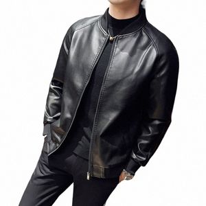 2022 Men Leather Suit Jackets Men Slim Fit Fi Leather Streetwear Casual Jackets Male Outerwear Coats q7hN#