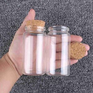 Storage Bottles Jars 2pcs/lot 50ml 60ml 80ml 100ml 120ml 150ml Glass Bottles with Cork Candy Spice Jars for Art Crafts Wedding Favors 6 Sizes U-pick 240327