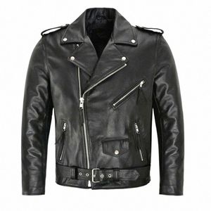 men PU Leather Jacket Motorcycle Fi Slim Fit Leather Coat l3iJ#