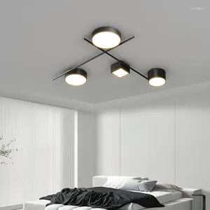 Plafoniere Camera da letto Luce LED Nero Bianco Decorazione Lampadari moderni per soggiorno Studio Ufficio Luminosità Lampada intelligente dimmerabile