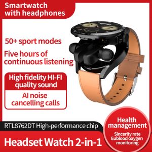 時計2023 GT5バッドスマートウォッチブレスレット2IN1 TWSワイヤレスイヤホン心拍数血圧スポーツ水圧スマートウォッチ