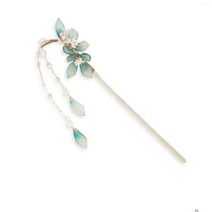 Hårklämmor Barrettes Chinese Stick Bun huvudbonad u-form med retro fransade blommor för kostymparty maskerad boll drop leverans je ot2vv