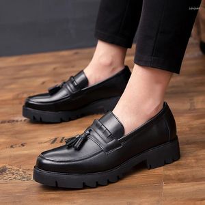 Casual Shoes Mens Luxury Fashion Wedding Party Wear Soft Leather Slip On Tassels Shoe Black Platform Loafers Summer Breattable Sneakers