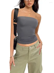 Kvinnors tankar Kvinnor Sexig axellös rörstoppar från axel ärmlösa Bustiers Crop Y2K Backless Slim Fit Tank Vest Streetwear