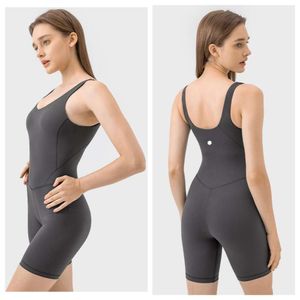 Lu Damen-Bodys für Yoga, Sport-Overalls, einteilig, Sport, schnell trocknend, Trainings-BH-Sets, ärmellos, Playsuits, Fitness, lässig, Schwarz, Hüftheben, Pilates-Body