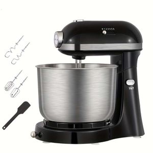 US Plug 5-IN-1 Electric Stand Restaurant, Quart 300W 6-speed Mixer with Pulse Button, Commercial Household Use, 4 Anti-slip Suction Feet, Attachments Include 5