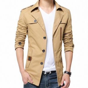 Herbst Pure Cott Trenchcoat Männer Neue W Windjacke Mantel Slim LG Mantel Umlegekragen Freizeitjacke Blau Zoeva J5Je #