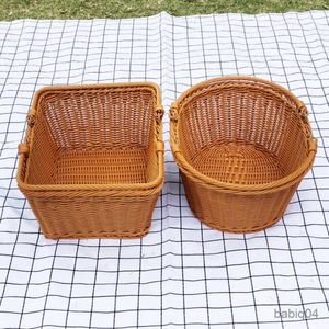 Cesta de armazenamento cesta de compras para casa cesta de compras mão cesta de flores saco tecido cesta de piquenique pet imitação rattan cesta de presente