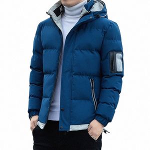 Männer 2023 Winterjacke Lässige dicke warme winddichte Outwear FI mit Kapuze Daunenparkas Mantel A1z0 #