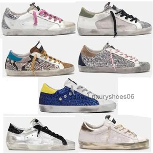 Golden Goose Вы Goldenstar goldenlies goose tênis de cano alto goode gooose goos gosse Golden Super Star s Metálico Sapatos Casuais Clássico Doold Sapato Sujo Salto de Pele de Cob