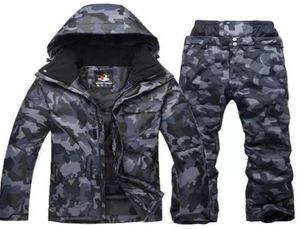 Skidjackor Mens Camouflage Ski Suit Waterproof Breattable Snowboard Jacket Winter Snow Pants Suits Male and Snowboard SetS35043755