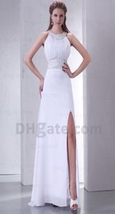 2015 Sexy Chiffon Pleated Empire Prom Dresses Side Slit Jewel Floor Length Party Dresses HW079 Dhyz 014595643