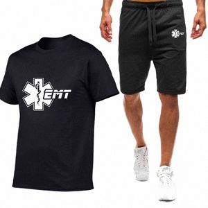 EMT Paramedic Emergency Medical 2022 Men's New Summer Fi Tracksuits Casual Short Sleeves Print T-Shirt+Pants Two Piece Suit H8MH#