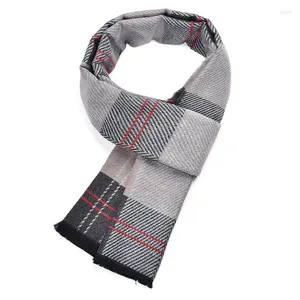 Scarves High Quality Gentlemen Wool Feeling Scarf Men Winter Korean Long Warm Plaid Couple Muffler Male Soft Cashmere Thermal Shawl