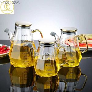Storage Bottles Jars 500/700/900ml Home Creative Glass Diamond Oil Bottle with Scale and Handle Kitchen Soy Sauce Vinegar Condiment Storage Container 240327