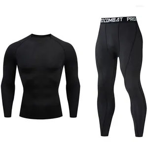 Running Sets Men's Set Gym Jogging Thermo Underwear Skins Compressão Fitness Macho Macho de calça de treino de traje de tração de rastreamento