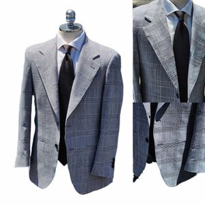 Herrenanzüge Maßgeschneiderter einteiliger Blazer Einreiher Hochzeit Bräutigam Spitzenrevers Plaid Streifen Smoking Arbeit nach Maß Plus Size A9VK #