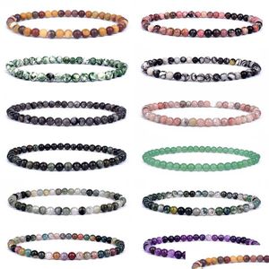 Charm Bracelets 4Mm 6Mm Mini Energy Bracelet Natural Stone Beads Yoga Healing Jewelry For Women Men Best Friend Gift Drop Delivery Otoo1
