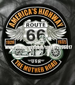 Accessoires Custom Large Sticker Punk America Highway Patches Biker Motorradeisen auf Kleidungsroute 66 Patches Abzeichen