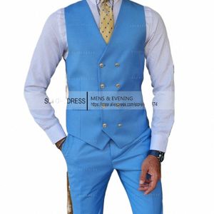 Ternos de casamento Dr para homens Double Breasted Blaze Custom Made Prom 2 Piece Set Suit Vest + Pants Y9sZ #