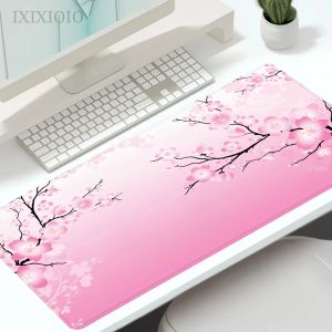 Pads Pink Cherry Blossom Sakura Mouse Pad Gamer XL HD Mousepad XXL Desk Mats Playmat Carpet Soft Natural Rubber Computer Mouse Mats