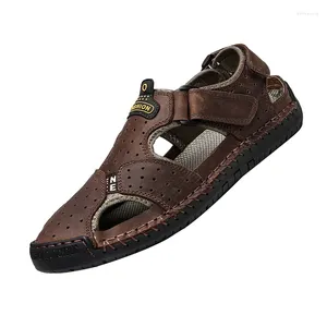 Wanderschuhe 2024 Sommer Herren Leder Casual Größe 48 47 Klassische römische Sandalen Outdoor Sneaker Strand Gummi Flip Flops Männer Wasser