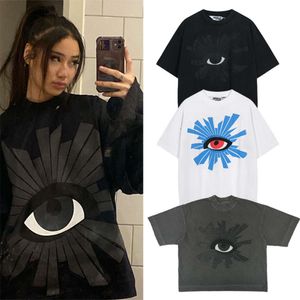 エラーの小さくてトレンディなブランドハウストゥルースアイフォームプリント男性S女性ゆるい半袖Tシャツ