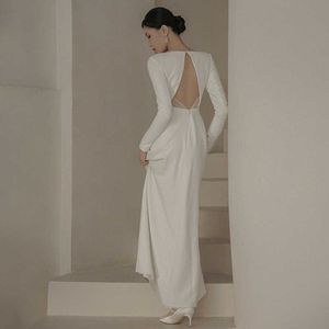 Noivado francês luz vestido de casamento senhoras high end 2024 primavera simples estilo hepburn aberto volta novo chinês