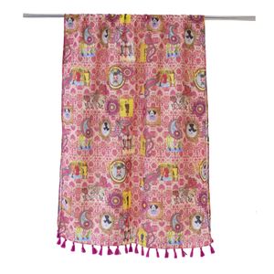 Wholesale Flower Print Fashion Women Tassel Polyester Bali Yarn Long Scarf Travel Beach Shawls