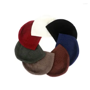 Berets Fashion Beanie Knitted Hat Men Autumn Winter Warm Beanies Cap Men's Wrap Head Solid Color Hats Clothing Accessories