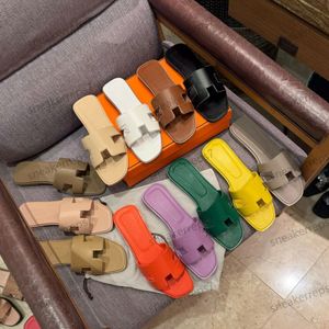 Designer Oran Sandals Frauen Pantoffeln Top-Qualität echtes Leder mehrfarbiger Luxusmarke Sandalen Brief Flach Mode Strand Slipper für Frauen mit Kastengröße 35-42