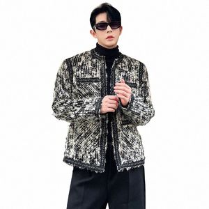 luzhen Trendy Autumn Clothes Winter Men's Jacket Fi Woolen Niche Design Woven Collarl Korean Casual Coat Tide New Fb0b8f G8pd#