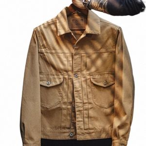 Maden Men's Vintage Western Ranch Jackets ciężka płótno płócienne kurtka jeansowa jesienna jesień wujek fu amekaji robót roboczy noszenie r5yz#