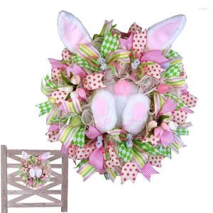 Dekorativa blommor påsk buwreath med öron tecknad bowknot form söt rolig prydnad snöflakes party dekoration