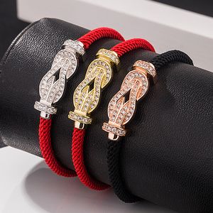 Designer armband Freds smycken hög version fei jiaman diamant hästsko spänne rött rep u-format par armband med 8-formade spänne ståltrådarmband