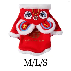 Dog Apparel Chinese Festival Lion Dance Pet Costume Winter Warm Jackets Dogs Hoodies Coat Red Cinese Year Celebration For