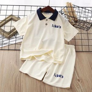 Zestawy odzieży Summer Baby Boy Ubrania Dzieci Lapel Tshirts and Shorts 2pcs Suit Teenage Letter Letter Short Sleeve Górny dolny strój