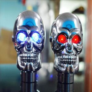 Shift Lever Knob Manual Shifter Gear Universal Skull Head LED light Blue Red7674036