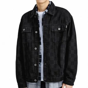 2023 Autumn Men's Denim Jacket Jeans Coats Classic Design Loose Casual Streetwear Brand Clothing new checkerboard jacket Men i8mv#