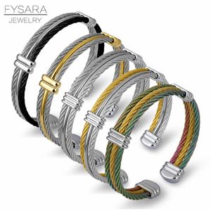 Fysara Famous Brand Designer Twist Wire Cuff Armband Stretch Rostfritt stål Kabelband för kvinnor Män Punk smycken 240312