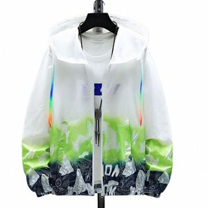 ultra-light Trendy UV Protecti Quick Drying Windbreaker Anti-wrinkle Windbreaker Jacket Gradient Print Daily Clothing R2TR#